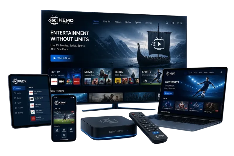 kemo IPTV subscription in the USA with premium live TV, sports, movies and series in 4K UHD. Fast and stable IPTV service compatible with Smart TV, Firestick, Android and iOS.